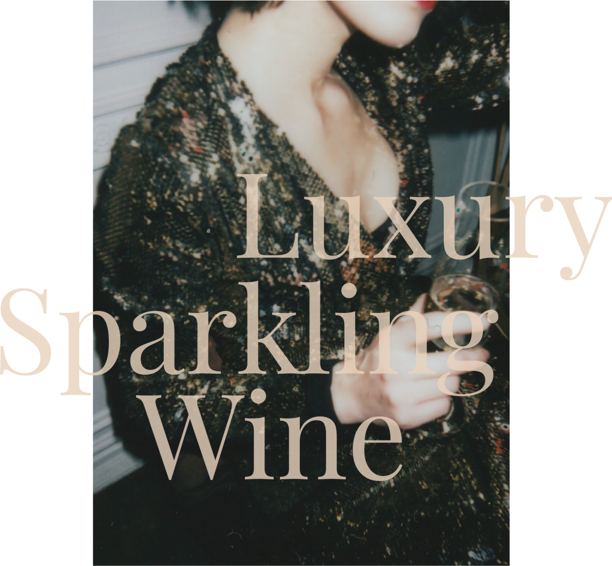 Girl drinking Dogal Wine with Writing Dogal Luxury Sparkling Wines |